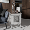 Stunning Mirrored End Table Bedside Desk Slim Storage Cabinet with Clock Display