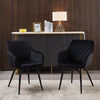 2 X Black Dining Chairs Velvet Padded Seat Metal Leg Kitchen Room Chair