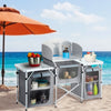 Garden Backyard Folding Cook Table Station Outdoor Camping Kitchen Cabinet Stand