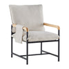 Beige Accent Chair with Metal Frame Wide Seat Corduroy Armchair for Living Room