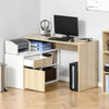L-Shaped Corner Computer Desk Study Table PC Work w/ Storage Shelf Drawer Office