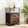 Industrial Rustic Wood Storage Cabinet with Shelves & Fabric Drawers Metal Legs