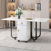 Folding Drop Leaf Dining Table for Small Spaces with Drawers Storage Cupboard
