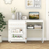 Barn-door Sewing Cabinet Folding Wewing Craft w/5 Lockable Wheels-Black
