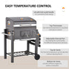 Charcoal Grill BBQ Trolley Wheels Garden Metal Barbecue w/ Shelf Grey