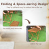 Patio Wooden Side Table Outdoor Folding End Table X-shaped Frame Brown