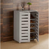 2 Door Shoe Storage Cabinet Grey Wooden Rack Stand Cupboard Slatted Doors Oslo