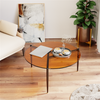 Mid Century Side Table Round Glass Coffee Table Leisure Accent Table Balcony Dec