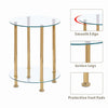 2 Tier Round Clear Tempered Glass Sofa Side End Table Bedside Table Golden Tubes
