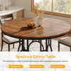 120cm Round Dining Table for 4 People, Rustic Dining Room Table with Metal Base