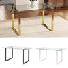 Extra Large Rectangular Dining Table with Glass Top & Metal Legs for Dining Room