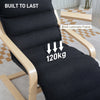 Wooden Armchair, Upholstered Acccent Chair with Adjustable Footrest, Poang Chair