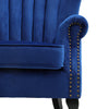 Velvet Armchair Scalloped Back Lounge Sofa Seat Occasional Studded Accent Chair
