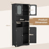148cm Tall Bathroom Cabinet Freestanding Storage Cabinet with Glass Doors Black