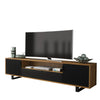 TV Unit 200cm Sideboard Cabinet | Oak & Black Wave Doors | Modern TV Stand