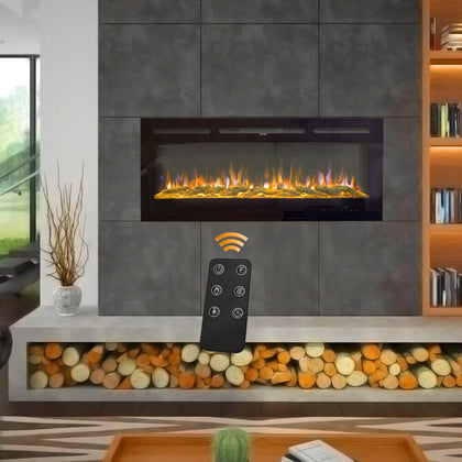 70'' Wall/Insert Electric Fireplace 9 LED Flames Crystal/Log Fire Heater Stove
