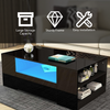 High Gloss Coffee Table With Storage 2 Drawer Wooden Living Room RGB LED Lights
