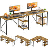 Flamaker 150CM Reversible L Shaped Desk with Shelves Industrial Corner Desk