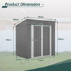 Garden Shed Pent Roof 4X6FT Metal Free Foundation Base Storage House Grey