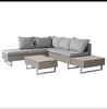 Rattan Garden Furniture Set Patio 6-seater L-shape Sofa w/ Cushions Table Khaki