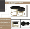 Round Coffee Table with Drawer - Gold Metal Frame for Living Room, Bedroom, Offi
