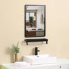 Modern Bathroom Mirror With Storage Shelf Rectangular Black Frame Wall Mirrors