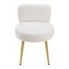 White Teddy Plush Women Girl Vanity Chair Gold Iron Leg Makeup Bedroom Rest Seat