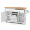 Mobile Kitchen Cart Kitchen Island w/Trash Bag Storage-White