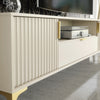 200cm TV Unit – Fluted Fronts, 2 Doors, Drawer, Gold Legs & Handles, Modern Luxe