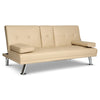 Manhattan Sofa Bed 2 Seater Faux Leather Click Clack - Cream