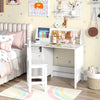 Kids Table and Chair Set Home Student Writing Desk w/ Cabinet-White