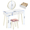 Dressing Table Vanity Set w/ Mirror Stool Drawer Make up Desk Bedroom Furniture