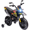 12V Aprilia Licensed Kids Motorbike with Training Wheels, Yellow