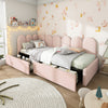Panel Plush Velvet Upholstered Daybed 3ft Single Sofa Bed with Storage Drawers