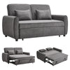 2 Seater Sofa Grey Fabric Convertible Sofabed with 2 Cushions Daybed Living Room