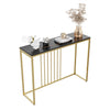 Marble Kitchen Breakfast Bar Table Counter Dining Table High Desk w/ Metal Frame