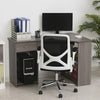 L-Shaped Corner Computer Desk w/ 2 Shelves Wide Worktop Keyboard Tray Grey