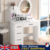 White Dressing Table With Led Lights Drawers Mirror Vanity Cabinet Make Up Desk