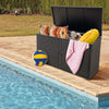 Outdoor PE Wicker Storage Bin Garden Patio 330L 2-Tier Rattan Deck Box with Lid