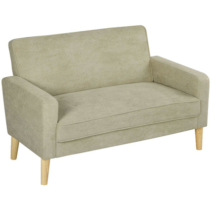 2 Seater Sofa, Velvet-Feel Upholstered Loveseat for Small Space, Beige