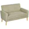 2 Seater Sofa, Velvet-Feel Upholstered Loveseat for Small Space, Beige