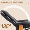 360° Swivel Recliner Chair with Footrest, PU Manual Reclining Armchair, Black