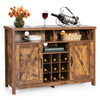 Buffet Cabinet with 9-Bottle Wine Rack Farmhouse Storage Sideboard Rustic