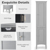 5-Tier Bathroom Floor Cabinet Tall Narrow Storage Cabinet Organizer w/Doors