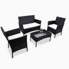 4 Piece Black Rattan Garden Furniture Set Outdoor Table Chairs Sofa Conservatory