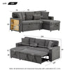L-Shaped 3 Seater Corner Sofa Bed Pull Out Sectional Couch with Storage, Grey