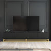 TV Unit 200cm Modular Cabinet | Fluted Doors | Black Matt | Gold Metal Base