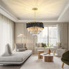 5-Lights Modern Crystal Chandelier Black Metal Ceiling Light for Dining Room