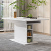 Dining Table 110-130cm White Extendable Kitchen Table with Storage for 4-6People