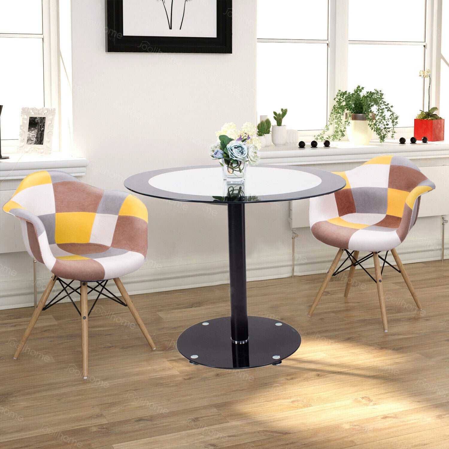 90 Inche Round Table 90 Round Dining Table Glass Kitchen Dining Room Lounge Black Only Tabl ...